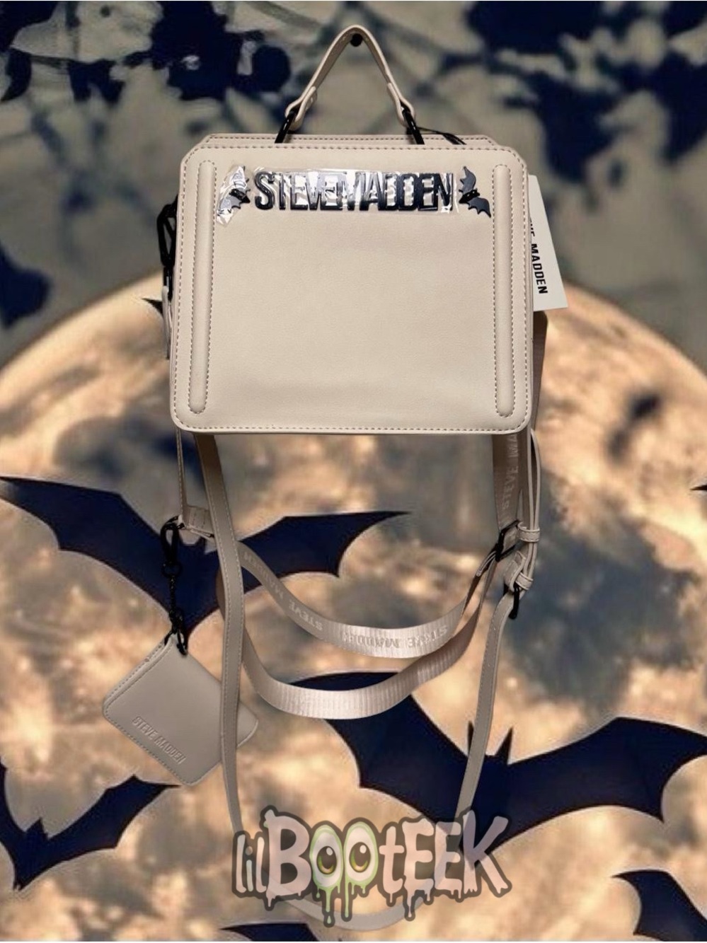 Steve Madden Ivory Halloween Crossbody Tote w Bat Logo & Wallet NEW VIRAL